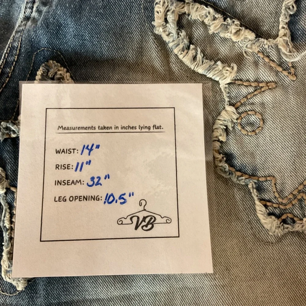 Playboy PacSun Distressed Stars & Bunny Patched Wide-Leg Denim Pants Size 28 NWT